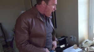 Arnold Schwarzenegger Tells Fan to Get to the Choppa!
