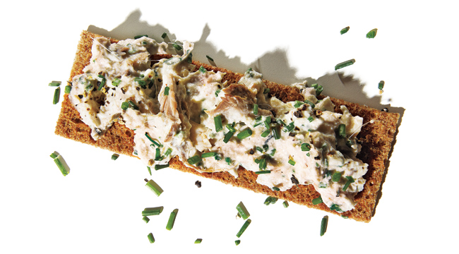 Power Snack: Cheesy Sardines on Crackers
