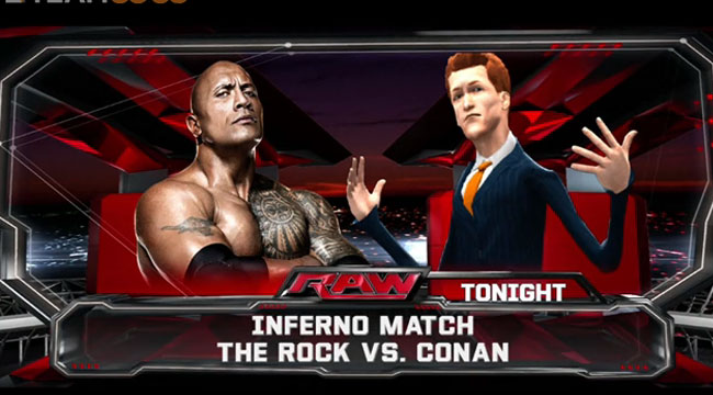 Conan takes on The Rock (Virtually) on 'WWE 2k14'