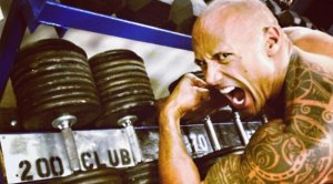 The Rock Working Oug in the Gym