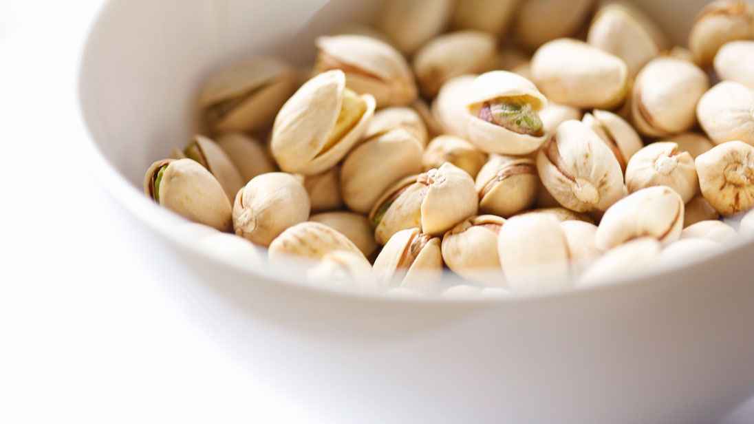 pistachios in a white bowl