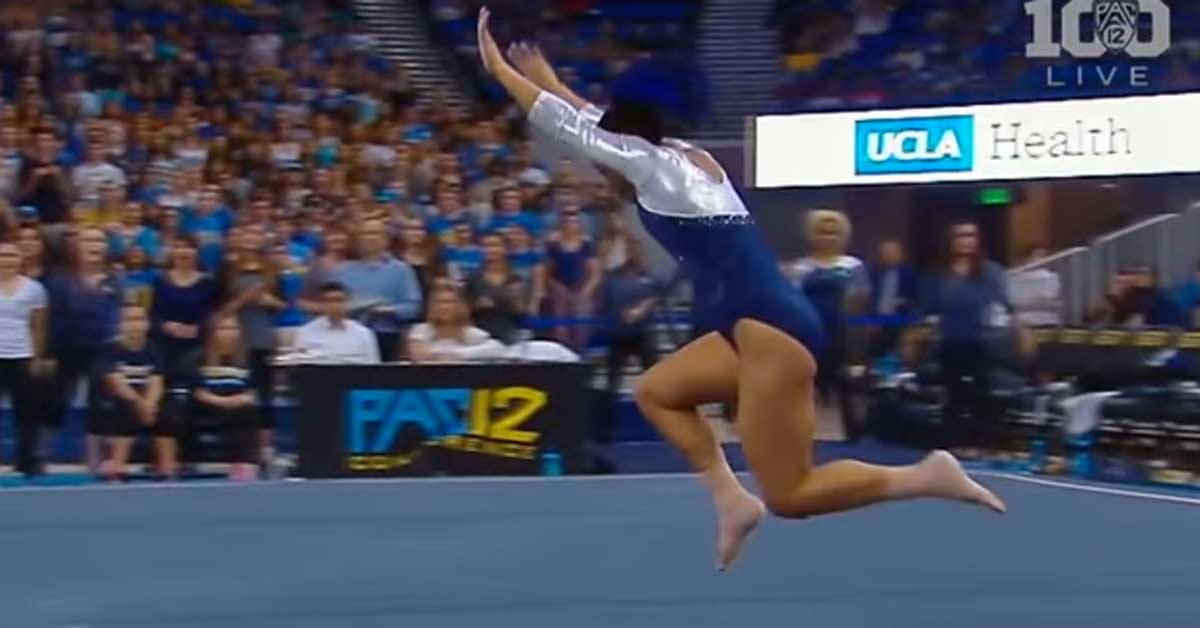 College Gymnast Amuses The Crowd With Her Floor Routine