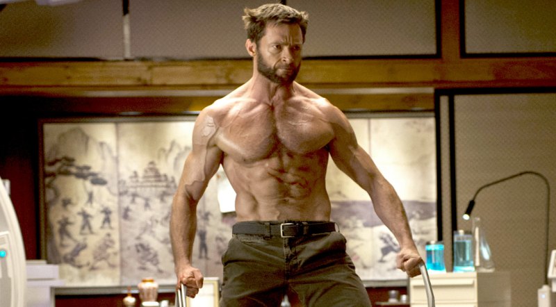 Movie star Hugh Jackman as marvel superhero wolverine and showing his celebrity body