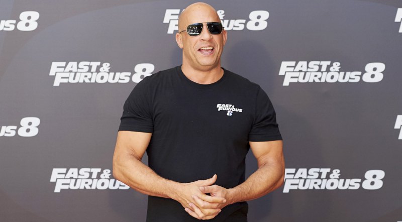 Celebrity Vin Diesel at the Fast and Furious 8 movie premiere