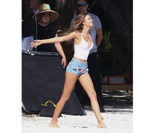 Models Taylor Hill and Josephine Skriver enjoy a beach photo shoot for Victoria's Secret