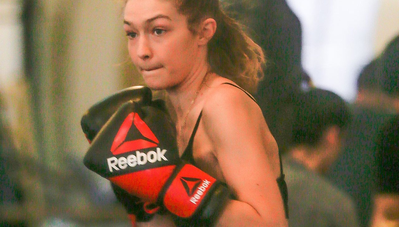 Gigi Hadid breaks a sweat boxing