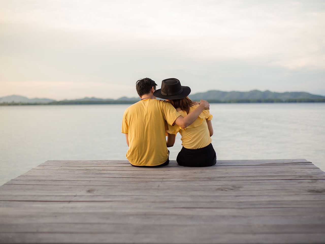 Romantic Couple on Dock