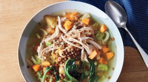 Spicy chicken and root vegetable soup