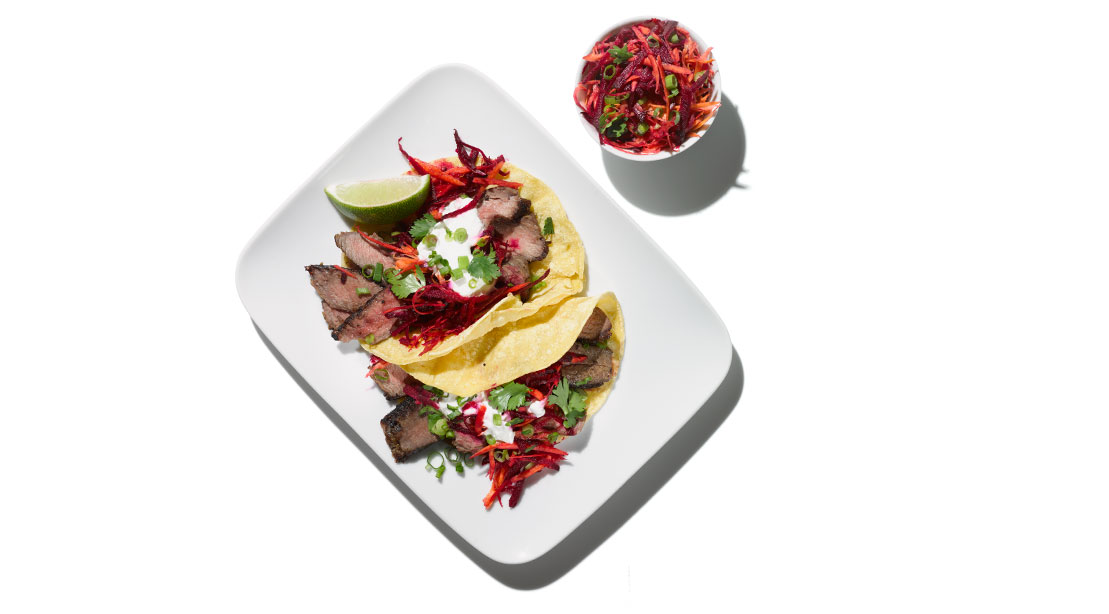 Muscle Up: Steak Tacos With Beet-Carrot Slaw