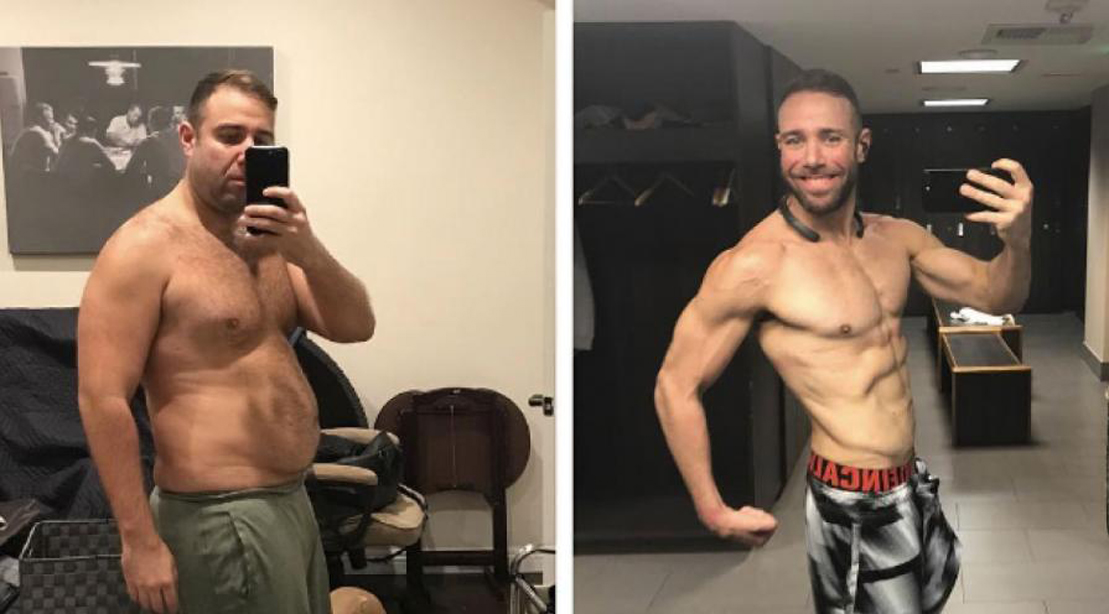 Walter Fisher before and after $1 million bet to get under 10% body fat