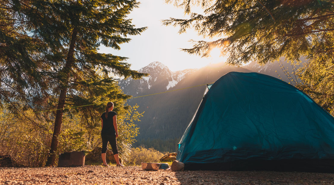 Woman Camping Outdoors