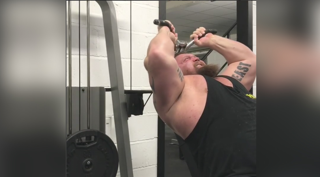 WATCH: World's Strongest Man Eddie Hall Crushes the Overhead Triceps Extension