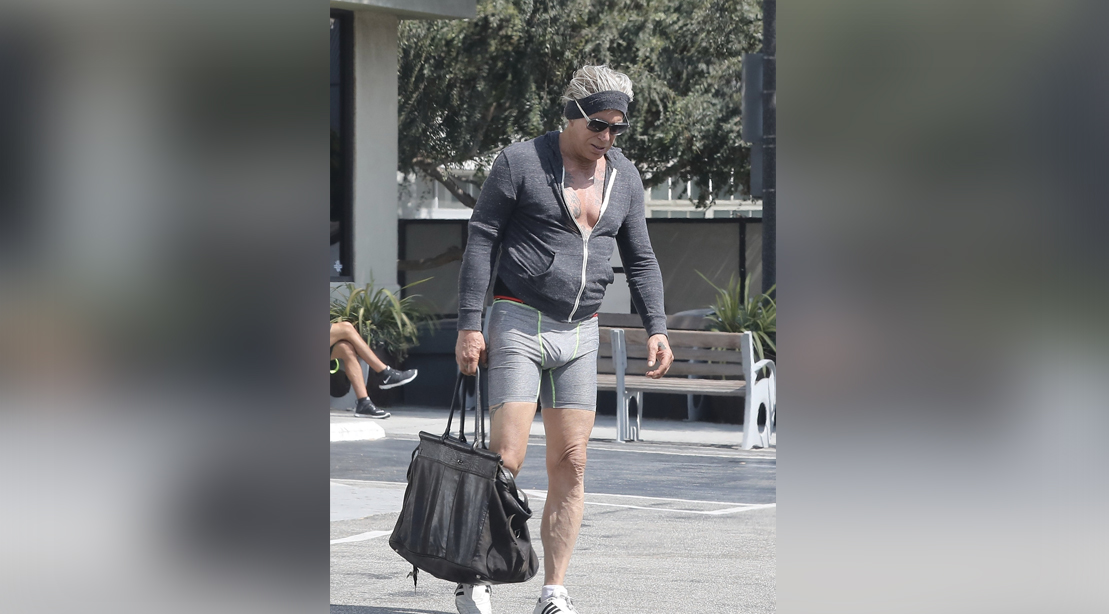 Mickey Rourke and Jean Claude Van Damme Get in a Workout at Gold's Gym in Venice Beach