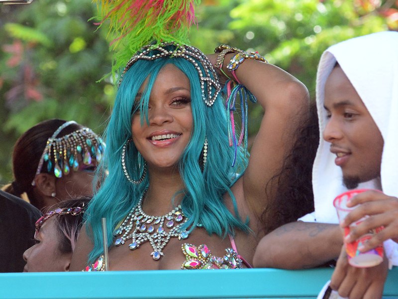 Rihanna Stuns In Busty Bejeweled Costume At Crop Over Festival In