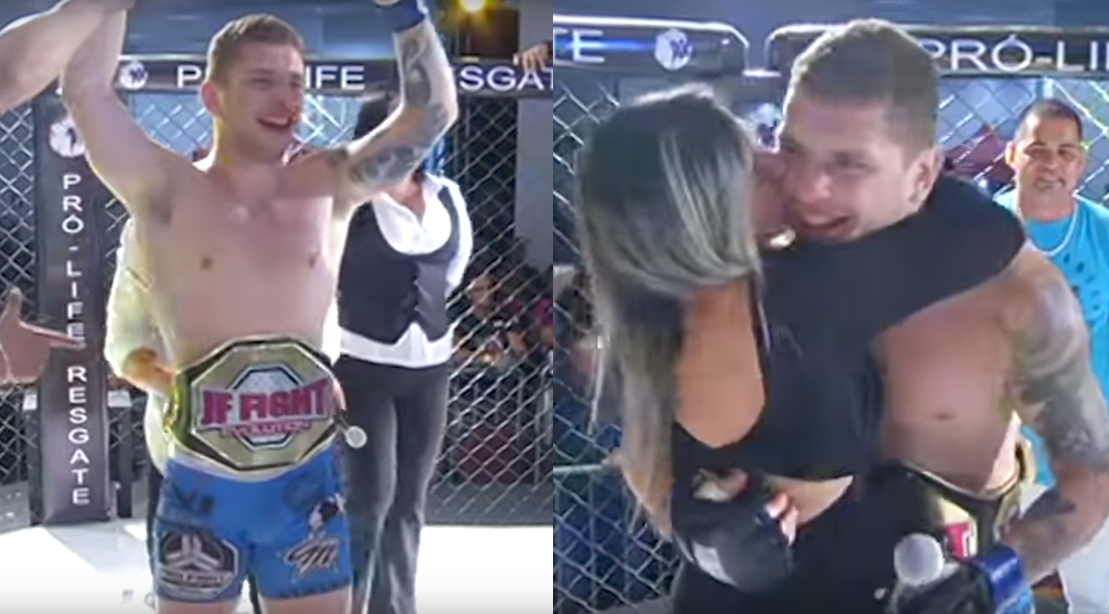 Watch: MMA Audience Member Jumps Out of the Crowd, Into the Ring to Win a Championship Belt
