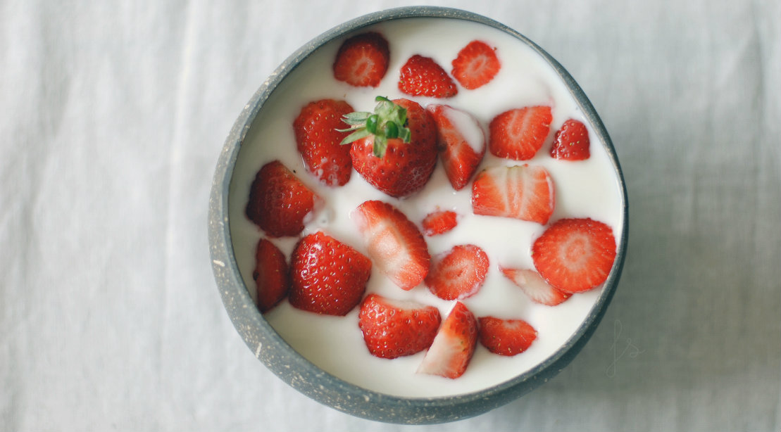 Strawberries in Greek yogurt