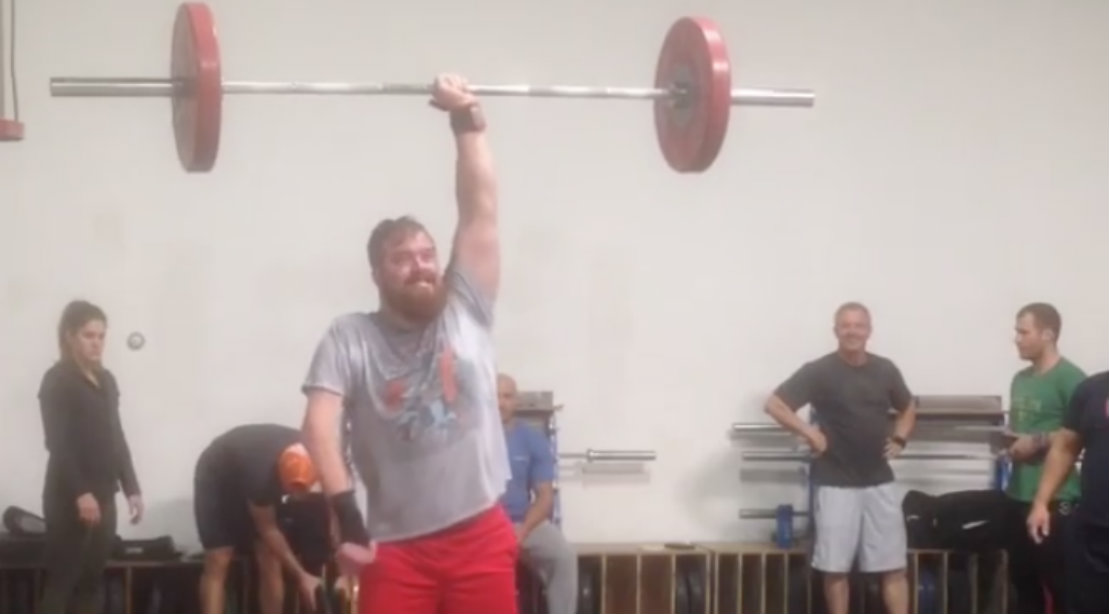 One-arm overhead barbell lift from James Spurgin