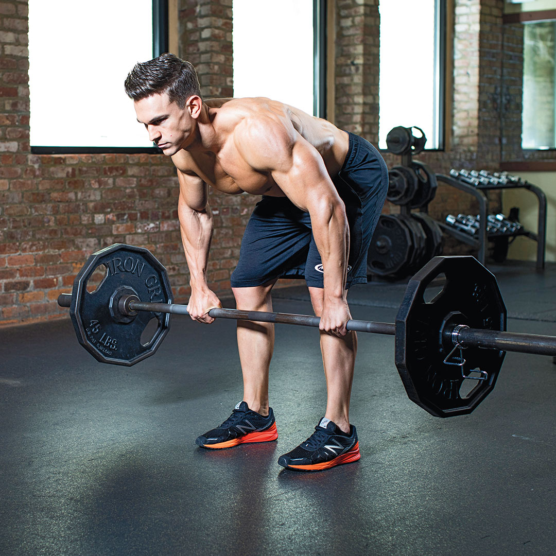 Standing Barbell Rear Delt Row Exercise Video Guide | Muscle & Fitness