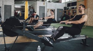 Cardio workout on rowing machine