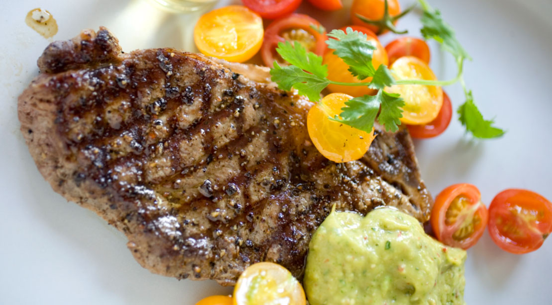 Grilled Flank Steak With Tomato, Orange, and Avocado