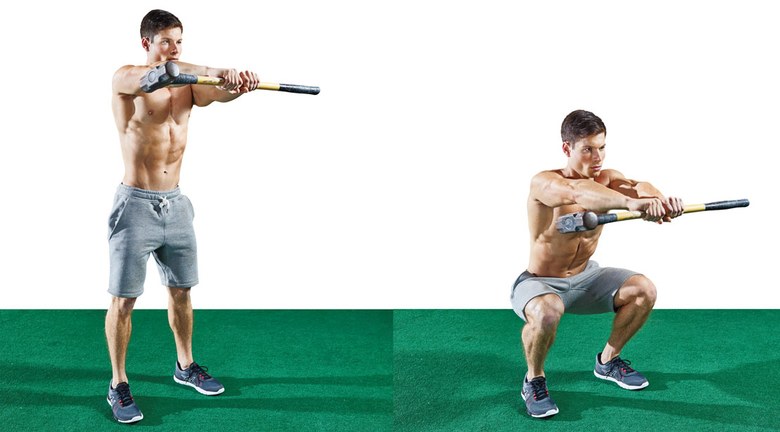 Braced Sledgehammer Squat Exercise Video Guide Muscle Fitness