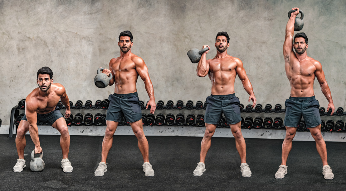 12 Workouts Using Only A Kettlebell For Men's (2022) Kettlebell One-Arm Clean and Jerk
