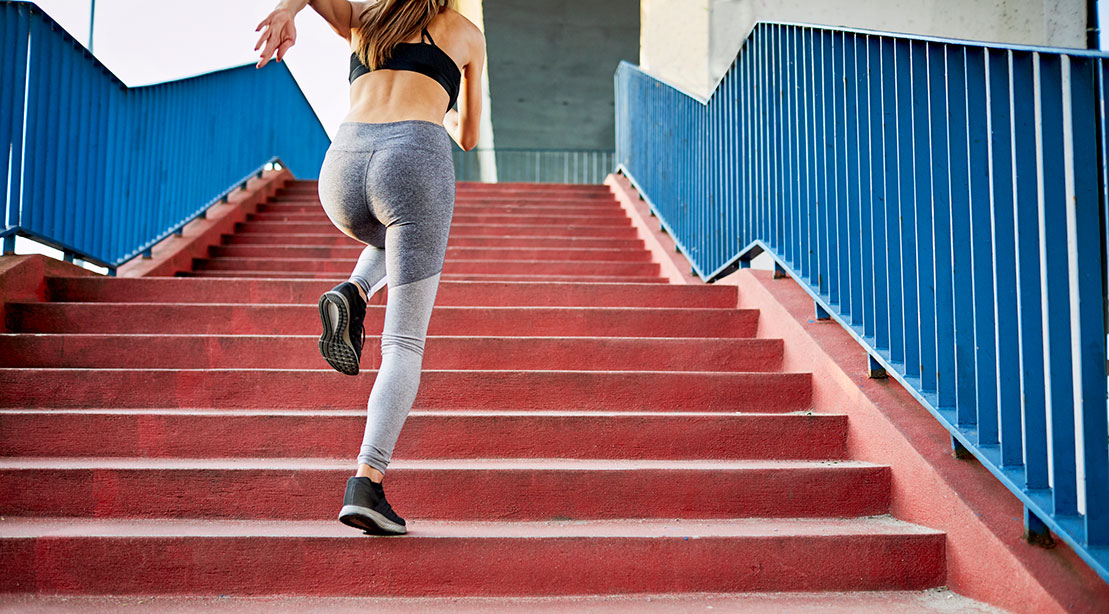 Woman running stairs