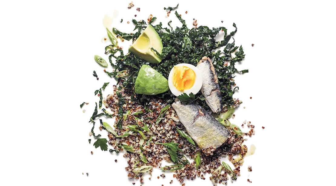 Quinoa Salad with Sardines and Kale