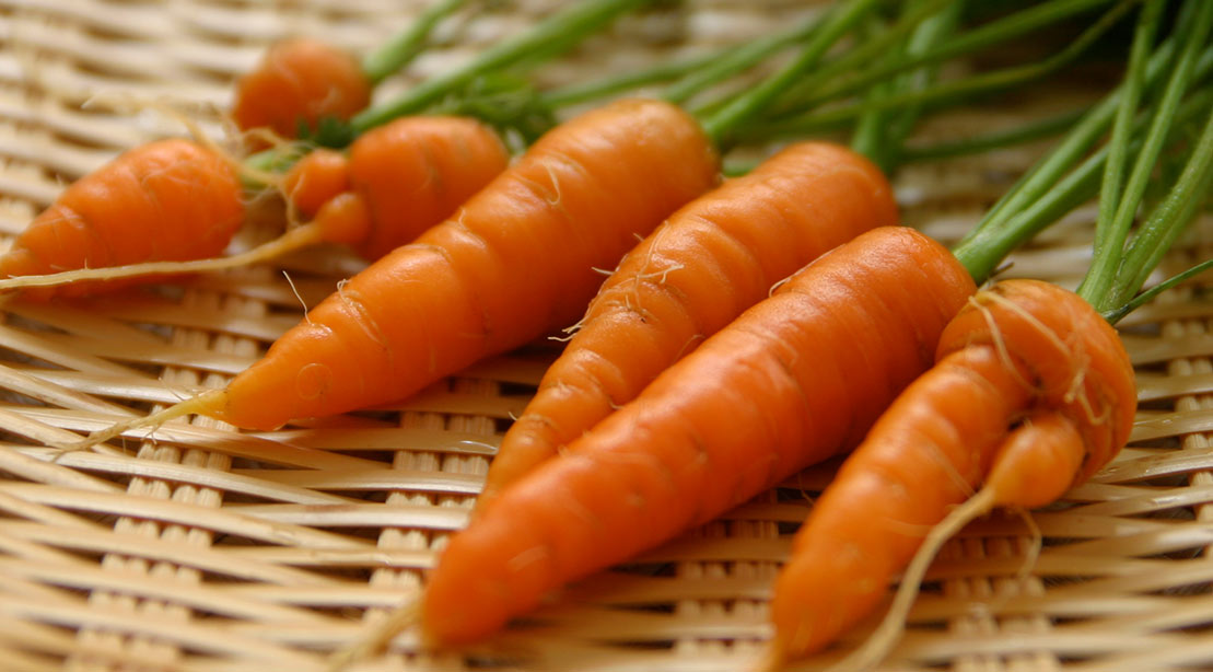 A picture of some baby carrots. 