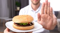 Man Refusing Hamburger Skip Meal