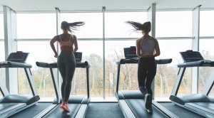 Women Running on a Treadmill in the Gym