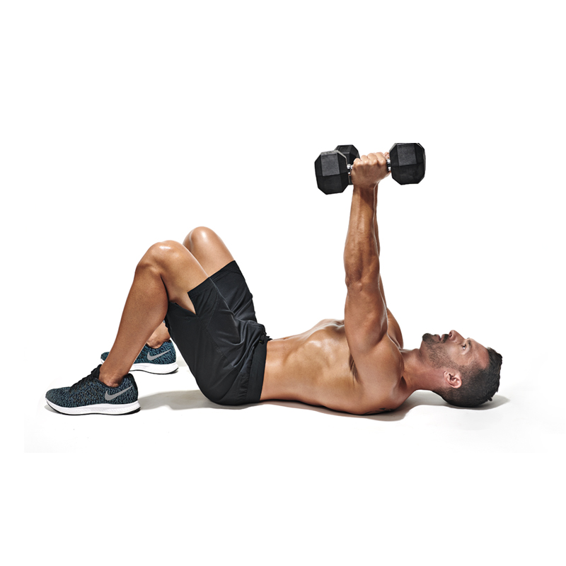 Lying Down Dumbbell Press Steps