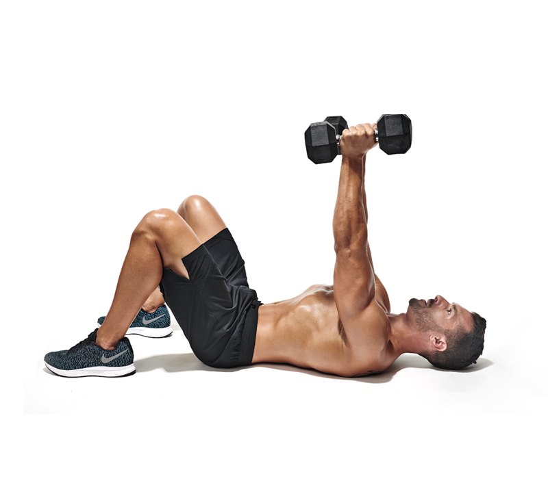 Topless-Muscular-Male-Performing-Lying-Dumbbell-Chest-Press-Position-Two