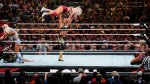 WWE Pro Wrestler Bianca Belair performs a wrestling move on another wrestler at the Royal Rumble