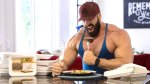 Bodybuilder eating a Trifecta meal in the kitchen