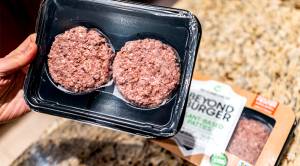 Beyond Burger patties in Beyond Meat packaging