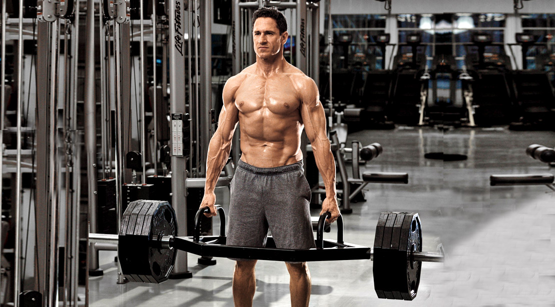 Celebrity Trainer Don Saladino Working out his upper body with a trap bar deadlift