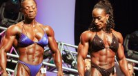 Professional Female Bodybuilder and Ms Olympia Iris Kyle Competiting Against Lenda Murray