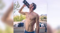 Olympic Swimmer Michael Phelps drinking a carton of Silk Ultra