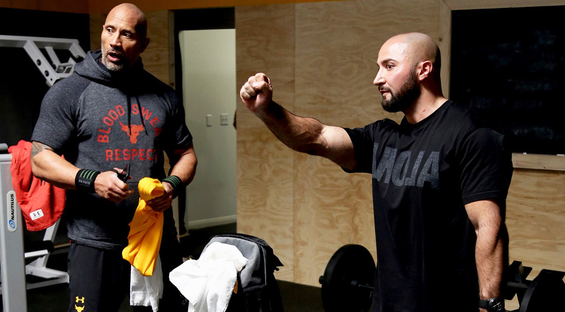 The Rock training with Dave Rienzi
