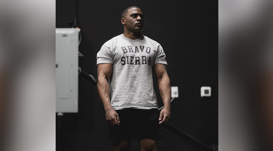USMC Veteran Aaron Marks prepares himself for the 3 block full-body workout routine to build muscle