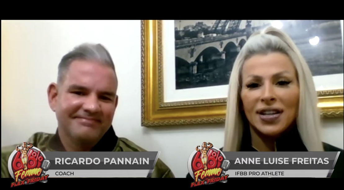 Bodybuilding competition wellness coaches Ricardo Pannain and female bodybuilder Anne Luise Freitas Interview on Femme Flex Friday
