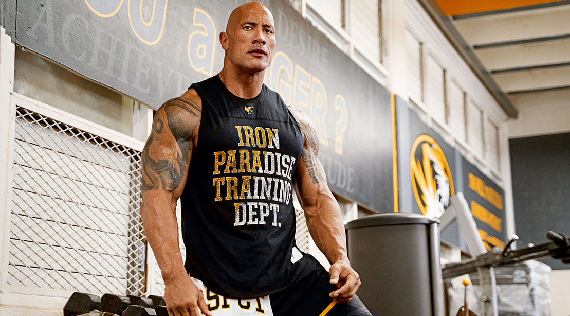 Dwayne The Rock Johnson wearing under armour merchandise for his Project Rock partnership