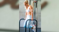 Charlotte Flair WWE Queen of the Ring Performing Dip Exercise for her shoulder workout and arms workout