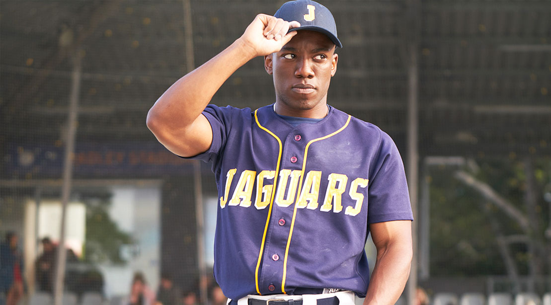 Chibuikem Uche playing his role as baseball pitcher Cooper Clay in One Of Us Is Lying
