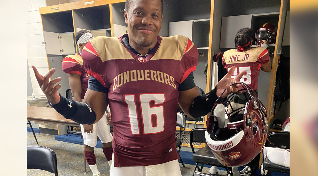 Geremy Satcher in a conquerors football uniform