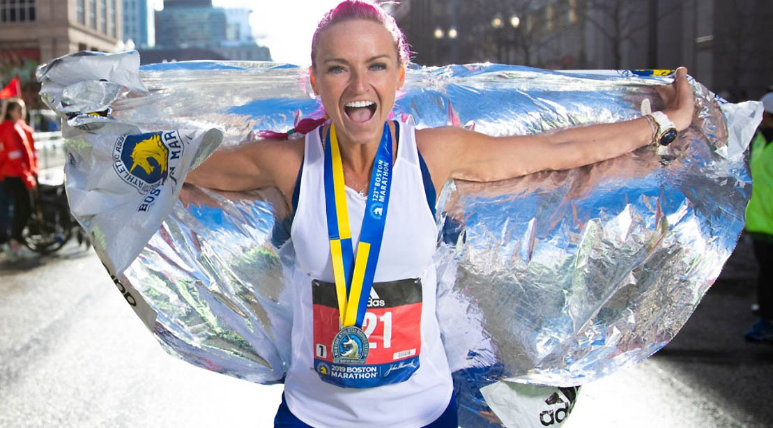 iFit trainer Ahsley Paulsen finishing her city marathon race