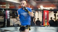 UFC fighter and pro-mma fighter Marlon Moraes shadow boxing in the ring