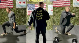 Armed forces veteran Erik Bartell performing his go- army workout