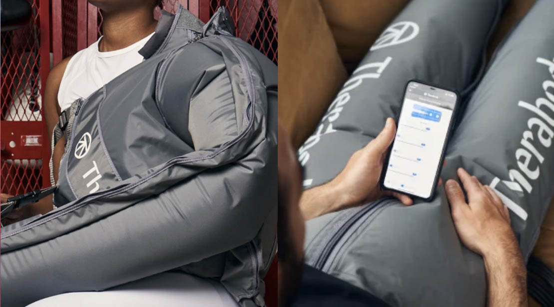 Athletes using the Therabody Recoveryair PRO Compression Vest and Sleeve